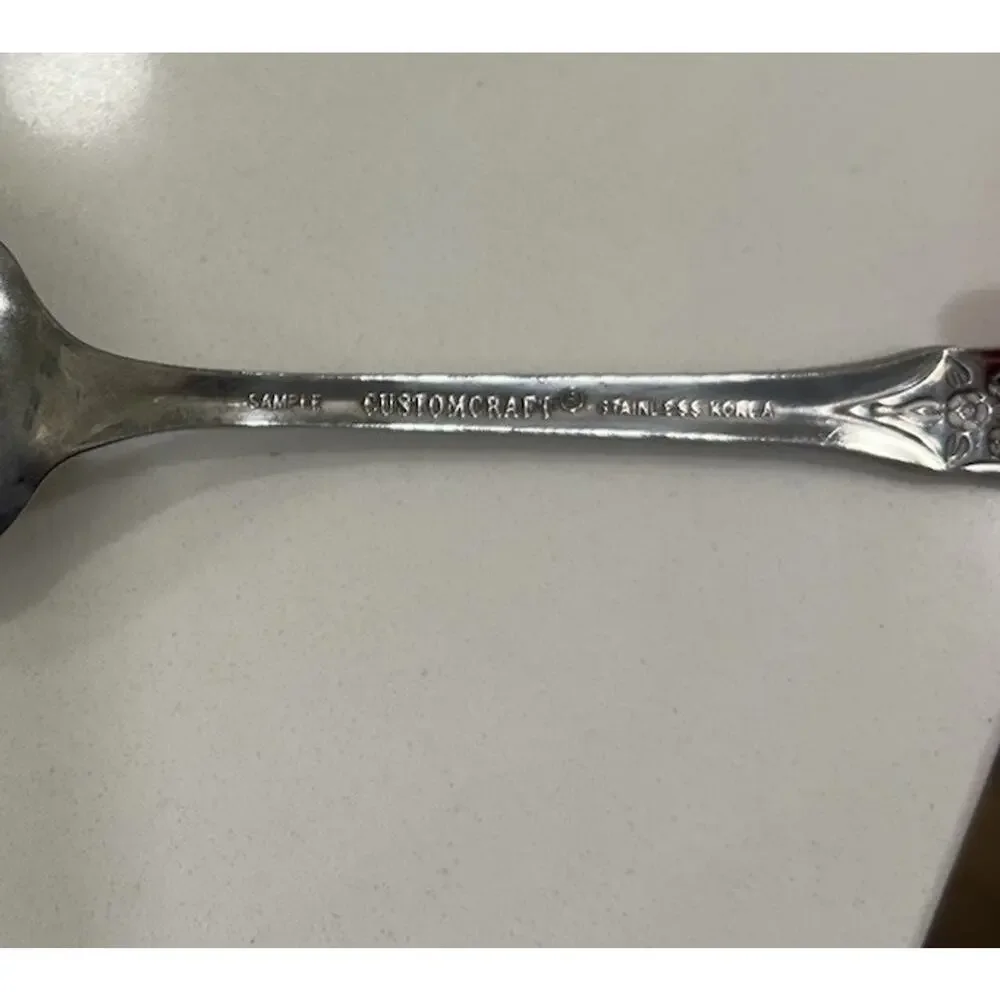 Vtg Customcraft Flatware CUS21 “P”‎ Monogram 6” Dessert Spoon Sample Korea MCM